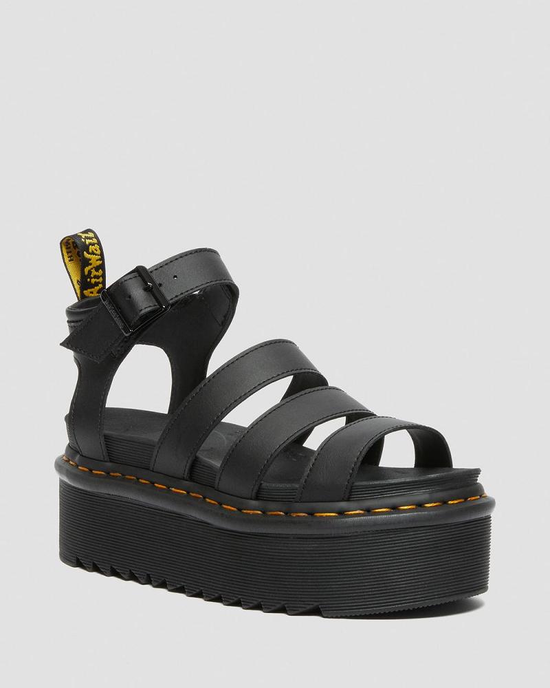 Sandalias Con Tiras Dr Martens Blaire Hydro Cuero Plataforma Mujer Negros | MX 465HAP